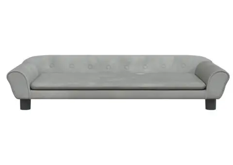 Pat de câini, gri deschis, 100x50x21 cm, catifea - 3/5