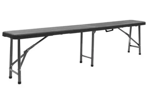 Bănci de grădină pliabile, 2 buc., negru, 180 cm, HDPE - 2/5
