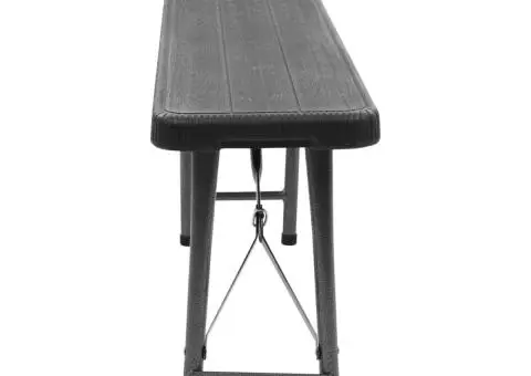 Bănci de grădină pliabile, 2 buc., negru, 180 cm, HDPE - 5/5