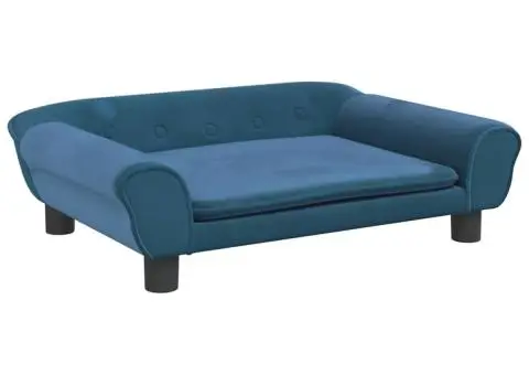 Pat de câini, albastru, 70x48x22 cm, catifea - 2/5