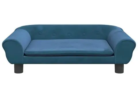 Pat de câini, albastru, 70x48x22 cm, catifea - 3/5