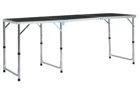 Masă de camping pliabilă, gri, 180 x 60 cm, aluminiu - 1/5