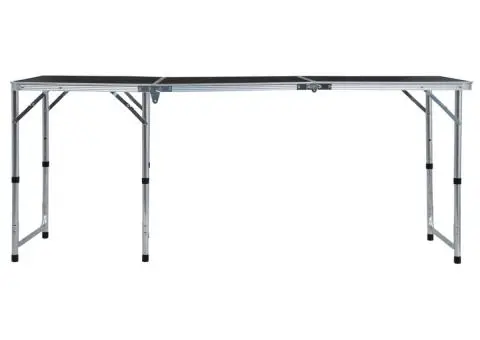 Masă de camping pliabilă, gri, 180 x 60 cm, aluminiu - 3/5