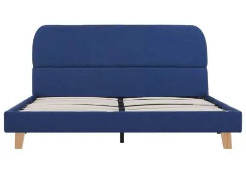 Cadru de pat, albastru, 140 x 200 cm, material textil - 3/5