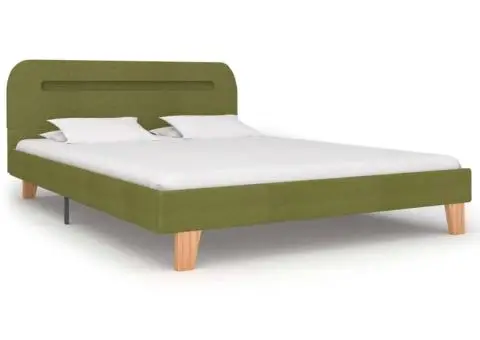 Cadru de pat cu LED-uri, verde, 140 x 200 cm, material textil - 4/5