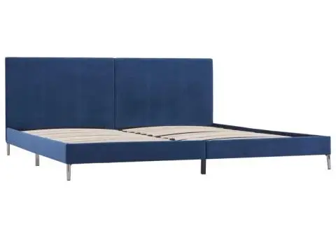 Cadru de pat, albastru, 180 x 200 cm, material textil - 2/5