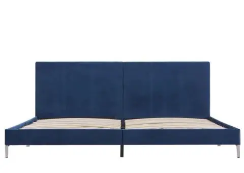 Cadru de pat, albastru, 180 x 200 cm, material textil - 3/5