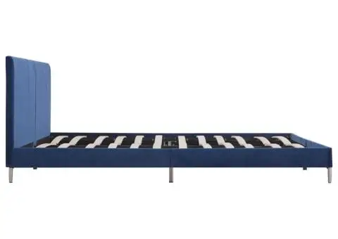 Cadru de pat, albastru, 180 x 200 cm, material textil - 4/5