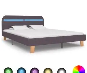 vidaXL Cadru de pat cu LED-uri, gri taupe, 180x200cm, material textil