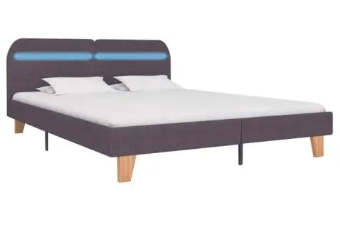 Cadru de pat cu LED-uri, gri taupe, 180x200cm, material textil - 2/5