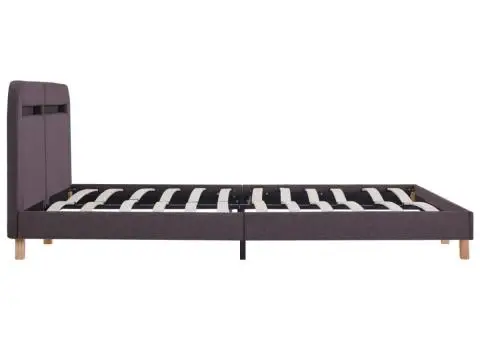 Cadru de pat cu LED-uri, gri taupe, 180x200cm, material textil - 5/5