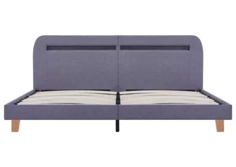 Cadru pat cu LED-uri, gri deschis, 160x200 cm, material textil - 5/5