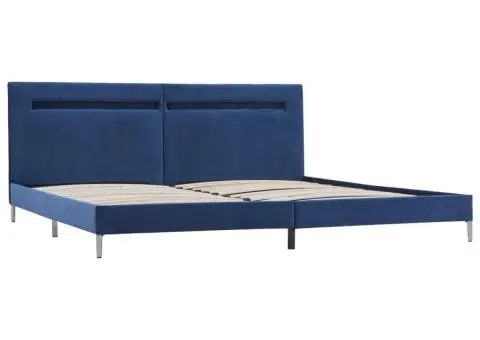 Cadru de pat cu LED-uri, albastru, 160x200 cm, material textil - 5/5