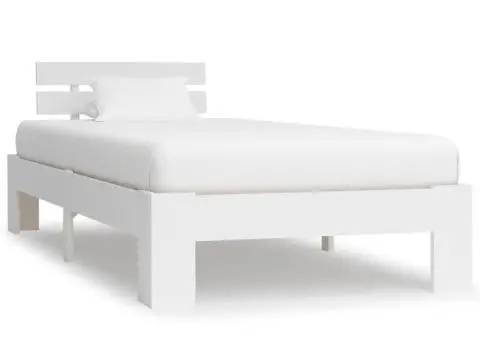 Cadru de pat, alb, 90 x 200 cm, lemn masiv de pin - 1/5