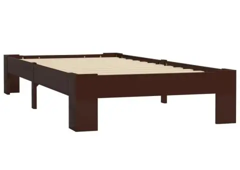 Cadru de pat, maro închis, 100 x 200 cm, lemn masiv de pin - 2/5