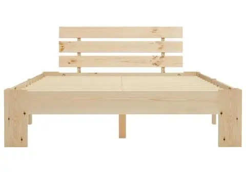 Cadru de pat cu tăblie, 140x200 cm, lemn masiv de pin - 3/5