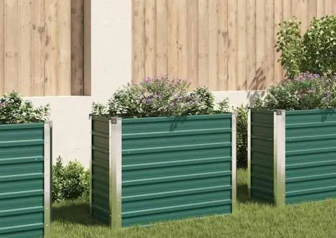 Strat înălțat de grădină, verde, 100x40x77 cm, oțel galvanizat - 1/5