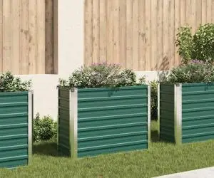 vidaXL Strat înălțat de grădină, verde, 100x40x77 cm, oțel galvanizat