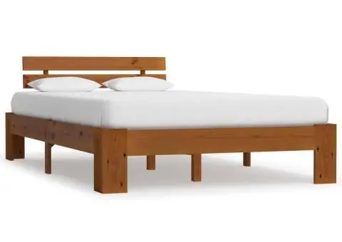 Cadru de pat, maro miere, 120 x 200 cm, lemn masiv de pin - 1/5