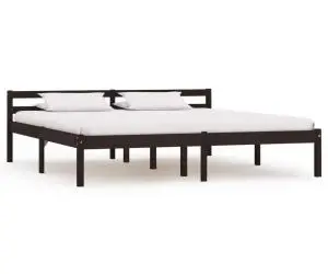 vidaXL Cadru de pat, maro închis, 160 x 200 cm, lemn masiv de pin