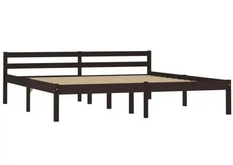 Cadru de pat, maro închis, 160 x 200 cm, lemn masiv de pin - 2/5