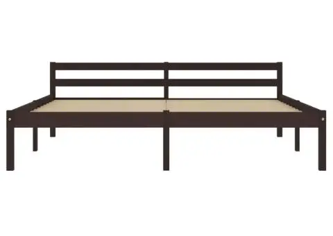 Cadru de pat, maro închis, 160 x 200 cm, lemn masiv de pin - 3/5