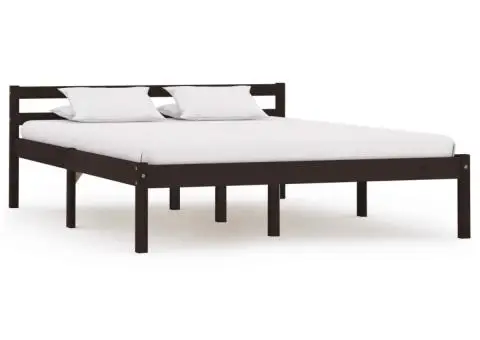 Cadru de pat, maro închis, 120 x 200 cm, lemn masiv de pin - 1/5
