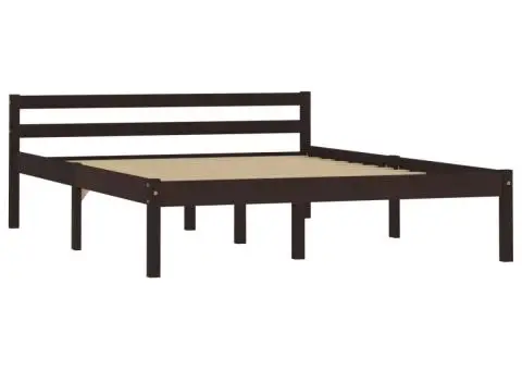Cadru de pat, maro închis, 120 x 200 cm, lemn masiv de pin - 2/5