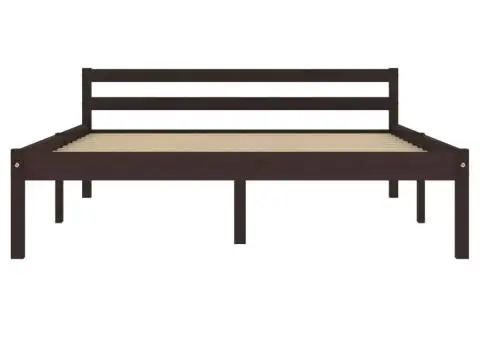 Cadru de pat, maro închis, 120 x 200 cm, lemn masiv de pin - 3/5