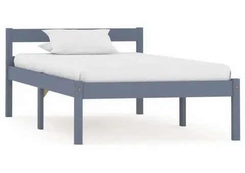 Cadru de pat, gri, 90 x 200 cm, lemn masiv de pin - 1/5