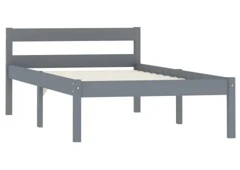 Cadru de pat, gri, 90 x 200 cm, lemn masiv de pin - 2/5