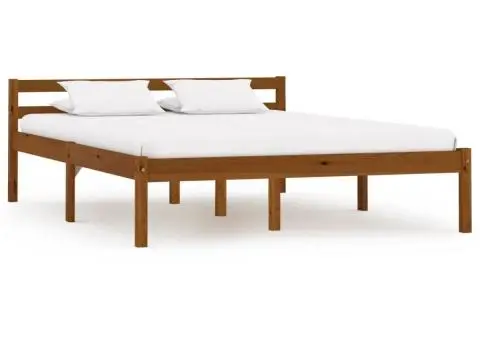 Cadru de pat, maro miere, 120 x 200 cm, lemn masiv de pin - 1/5