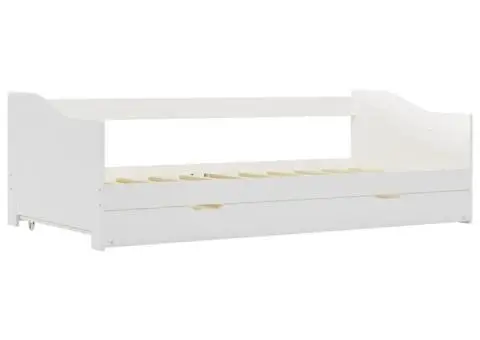 Cadru pat canapea, extensibil, alb, 90 x 200 cm, lemn de pin - 3/5