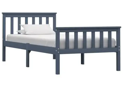 Cadru de pat, gri, 100 x 200 cm, lemn masiv de pin - 1/5