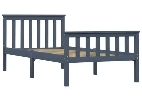 Cadru de pat, gri, 100 x 200 cm, lemn masiv de pin - 2/5