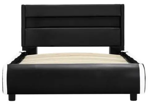 Cadru de pat cu LED, negru, 100 x 200 cm, piele ecologică - 5/5