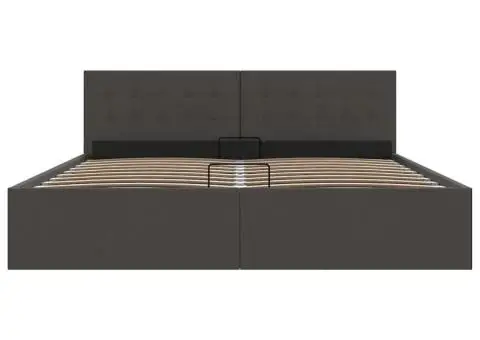 Cadru pat hidraulic depozitare, gri închis, 180x200 cm, textil - 5/5