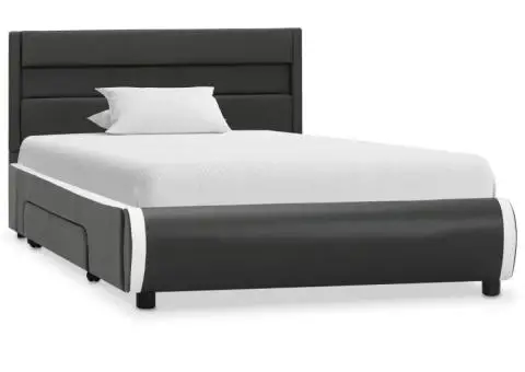 Cadru de pat cu LED, antracit, 90 x 200 cm, piele ecologică - 2/5