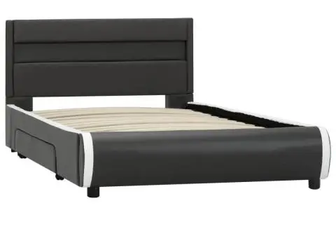 Cadru de pat cu LED, antracit, 90 x 200 cm, piele ecologică - 3/5