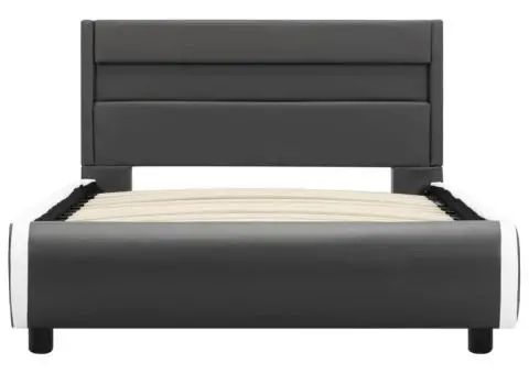 Cadru de pat cu LED, antracit, 90 x 200 cm, piele ecologică - 5/5