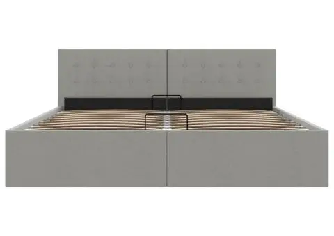 Cadru pat hidraulic cu ladă, gri deschis, 160x200 cm, textil - 5/5