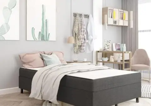 Cadru de pat continental, gri, 120x200 cm, material textil - 1/5