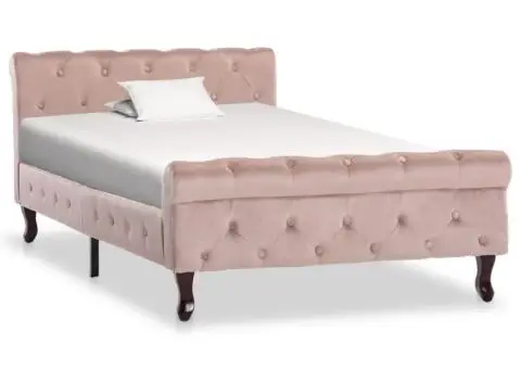 Cadru de pat, roz, 100 x 200 cm, catifea - 1/5