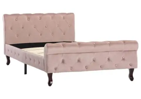 Cadru de pat, roz, 100 x 200 cm, catifea - 2/5