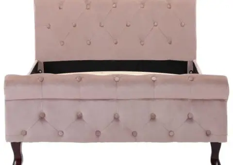 Cadru de pat, roz, 100 x 200 cm, catifea - 3/5