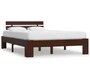 vidaXL Cadru de pat, maro închis, 140 x 200 cm, lemn masiv de pin