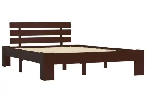 Cadru de pat, maro închis, 140 x 200 cm, lemn masiv de pin - 2/5