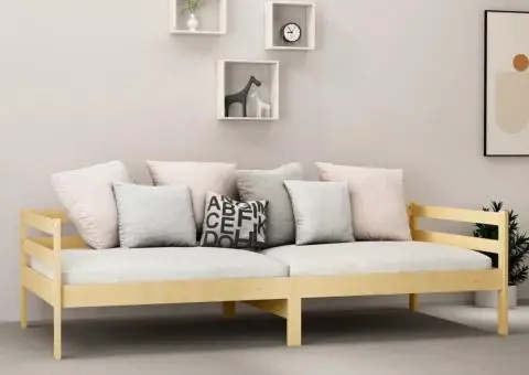 Pat de zi cu saltea, 90x200 cm, lemn masiv de pin - 3/5