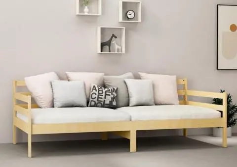 Pat de zi cu saltea, 90x200 cm, lemn masiv de pin - 3/5