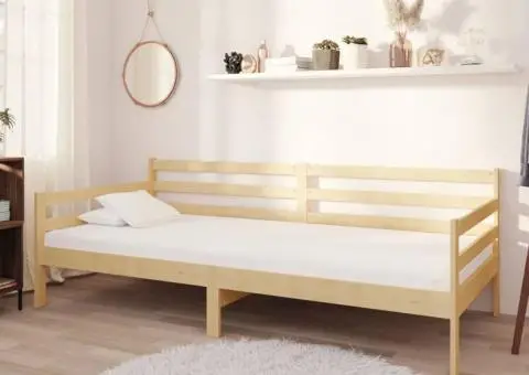 Pat de zi cu saltea, 90x200 cm, lemn masiv de pin - 1/5